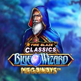 Logo of Fire Blaze Blue Wizard Megaways from Rarestone Gaming at Casombie Casino